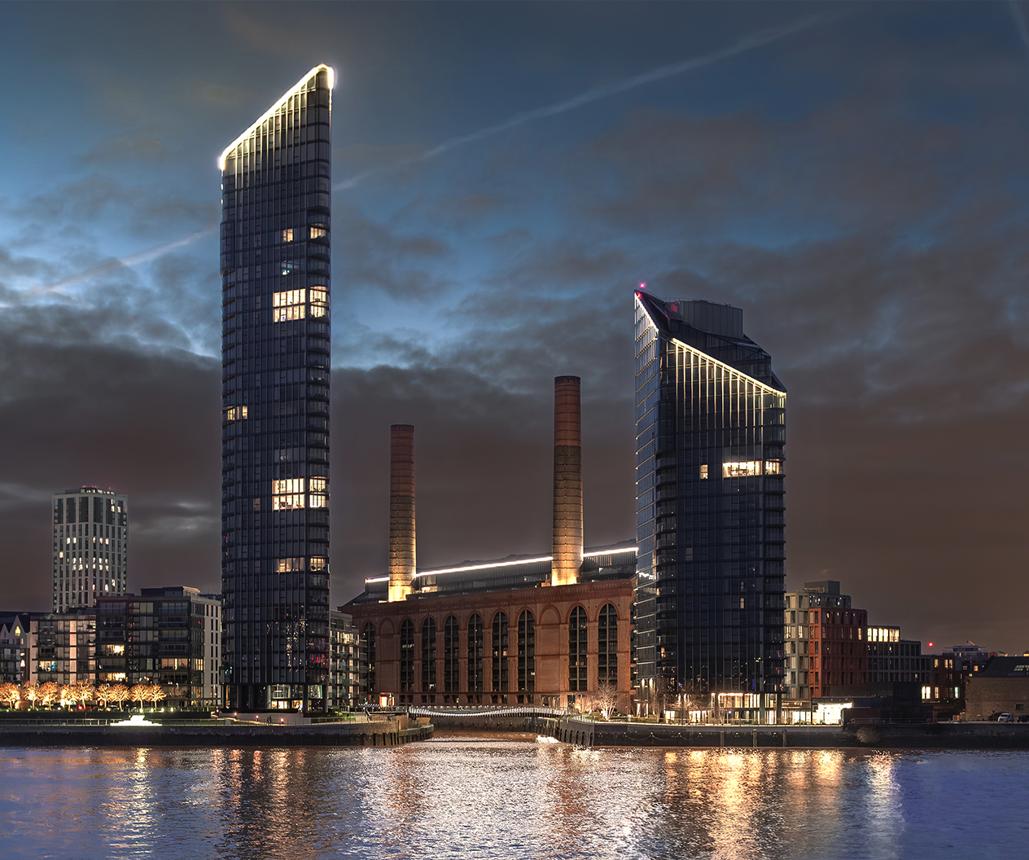 倫敦 Chelsea Waterfront 河畔住宅大廈夜景
