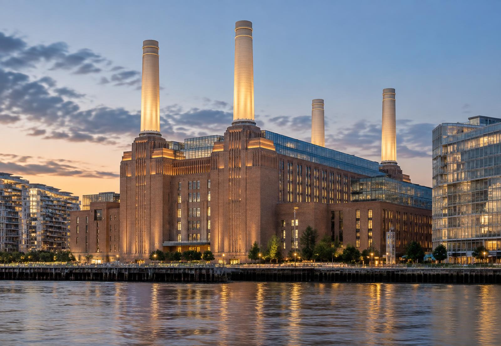 Battersea Power Station and the surrounding riverside development