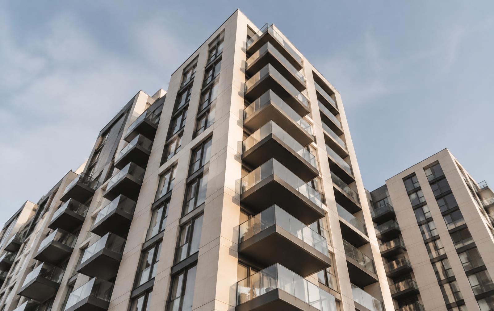 Contemporary London apartment building facade