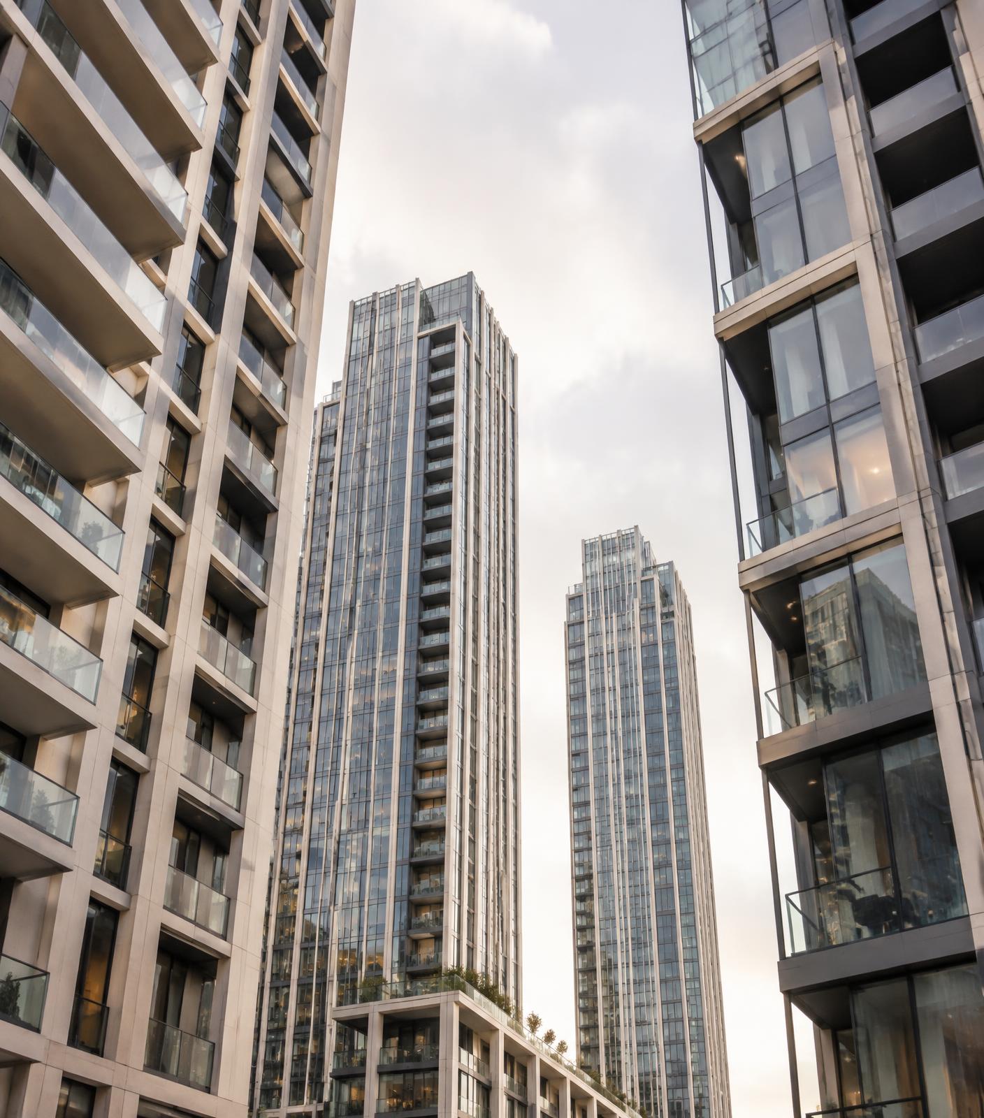 Modern high-rise residential buildings in London