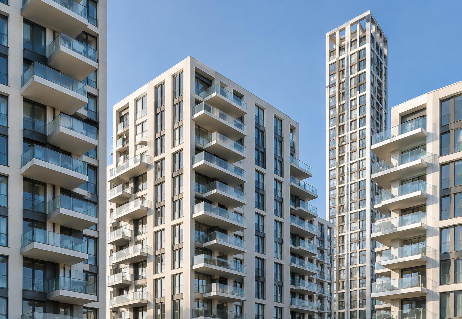 Modern Nine Elms residential apartment buildings served by heat networks